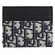 Christian Dior Oblique 滿版LOGO緹花六卡隨身卡夾.深藍/黑