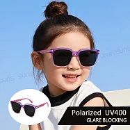 【SUNS】兒童偏光太陽眼鏡 韓版童漾方框 2-10歲適用 TR90輕量矽膠彈性墨鏡 抗UV400 S877 漸層莓紫