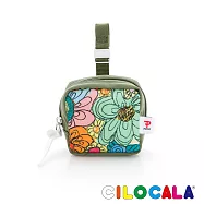 CILOCALA PICFA聯名日本插畫尼龍防潑水可扣式零錢包 花卉綠