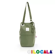 CILOCALA PICFA聯名日本插畫尼龍防潑水肩背水桶包 花卉綠
