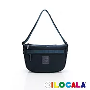 CILOCALA 亮彩尼龍防潑水半月斜背包-大 深藍
