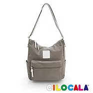 CILOCALA 亮彩尼龍防潑水桶型斜背包 灰色