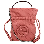 GUCCI 760313 Blondie Mini 質感車線鍊帶兩用水桶包.桃粉