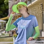 【ATUNAS 歐都納】玩美肌光瞬透冰紗無縫袖套(拇指款)/防曬涼感袖套A1ACHH02N- M 螢光黃