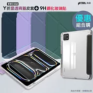 VXTRA 軍事防摔級 小米平板Pad 7/7 Pro Y折晶透背蓋立架皮套+9H玻璃貼(合購價) 暮光綠