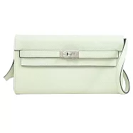 HERMES Kelly To Go 經典轉釦翻蓋斜背包/長夾.氣泡綠