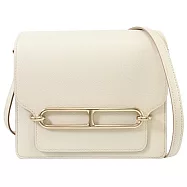 HERMES Mini Roulis 18 小牛皮翻蓋斜背包.白/淡金