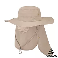 【ATUNAS 歐都納】防曬抗UV透氣休閒大盤帽/可拆遮片/遮陽帽A1AHHH12N- M 卡其