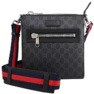 GUCCI 523599 GG Supreme 經典印花小型斜背包/郵差包.黑灰