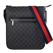 GUCCI 792081 GG Supreme 經典印花斜背包/郵差包.黑/灰