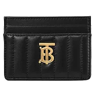 BURBERRY 8062374 LOLA 絎縫小羊皮隨身證件卡夾.黑/金