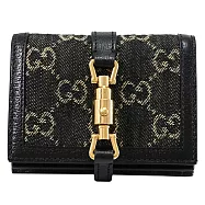 GUCCI 645536 Jackie 1961 經典印花扣式零錢短夾.黑邊