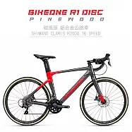BIKEONE R1 DISC PINEWOOD 配置 SHIMANO CLARIS R200016速 入門競速彎把跑車公路車自行車破風CP首選- 紅深灰