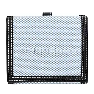【全新福利品】BURBERRY 8040875 LUNA 棉麻拼接牛皮釦式零錢短夾.黑邊