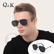 【Q&K】凌曜飛行員偏光墨鏡|頂級輕量彈性記憶金屬|抗UV400・防眩光|沉穩精品感 曜影黑