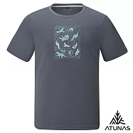 【ATUNAS 歐都納】男款循環吸濕排汗防曬透氣短袖T恤/大尺碼印花圖T/A8TS2616MC- M 深灰