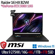 ★全面升級★MSI 微星 Raider 16 HX B2WI-025TW 16吋 AI電競筆電(Ultra 9 275HX/16G+8G/1TB+1TB/RTX5080)