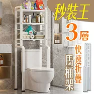 【居家cheaper】秒裝王三層快速折疊馬桶架 TL5025-WT/洗衣機架/馬桶架/馬桶上架/冰箱架/脫水機架/帶門馬桶架/浴廁 白色