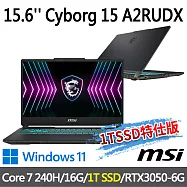 msi微星 Cyborg 15 A2RUDX-2095TW15.6吋(Core 7-240H/16G/1T SSD/RTX3050-6G/W11-1T SSD特仕版)