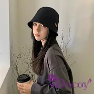 【Decoy】韓版出遊 簡約線條薄款圓盆漁夫帽/黑 黑色