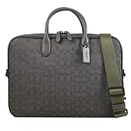COACH CAK97 SIGNATURE THEO 滿版緹花LOGO兩用公事包.橄欖綠