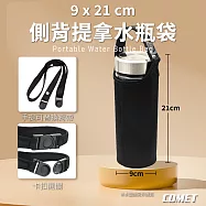 【COMET】9x21cm側背提拿水瓶袋(水壺杯套 可調背帶水壺袋 斜背水壺套/F775-3)
