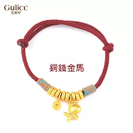 【Gulicc】精緻沙金 小金馬 葫蘆福袋 紅繩編織手鍊 銅錢金馬