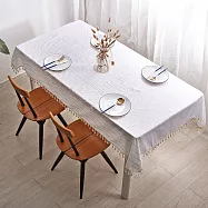 【Homely Zakka】日式 ins風棉麻清新桌巾120X180cm_5款任選 白色歐式條紋