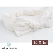 【日本 whip cream】刺繡蕾絲髮帶 奶白色Baby