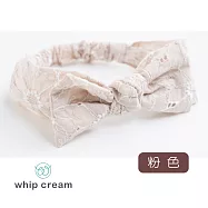 【日本 whip cream】刺繡蕾絲髮帶 粉色Baby
