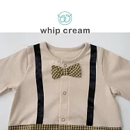 【日本 whip cream】有機棉2-way格紋連身包屁衣(50-70) 50 黃色