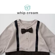 【日本 whip cream】有機棉2-way格紋連身包屁衣(50-70) 50 棕色