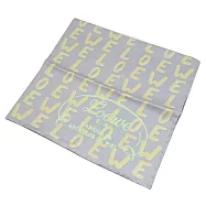 LOEWE 經典LOGO撞色花紋絲質大方巾.灰/淺黃