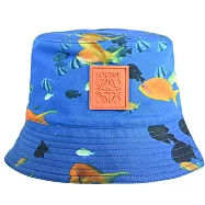 LOEWE 經典LOGO熱帶魚印花漁夫帽/遮陽帽.海藍 58cm