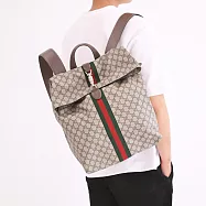GUCCI 771344 Jackie 1961 經典印花款商旅大後背包.咖邊