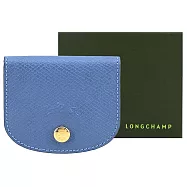 LONGCHAMP &Eacute;PURE系列牛皮壓印翻蓋名片夾 暗灰藍