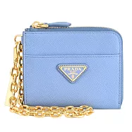 PRADA 1ML061 三角LOGO鍊條掛飾零錢卡包/皮夾.藍
