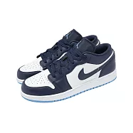 Nike 休閒鞋 Air Jordan 1 Low GS 大童 女鞋 藍白 喬丹 AJ1 553560-404 23cm NAVY/WHITE