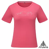 【ATUNAS 歐都納】女款防曬吸濕排汗透氣短袖T恤/圖T/大尺碼A8TS2621W- 2XL 桃紅
