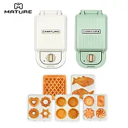 MATURE美萃 陶瓷熱壓三明治鬆餅機 CY-1625 (搭五款烤盤) 二色可選 -薄荷綠