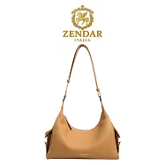 【ZENDAR】台灣總代理 限量1折 頂級小牛皮肩背包 卓麗系列 全新專櫃展示品 南瓜色