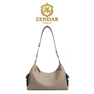【ZENDAR】台灣總代理 限量1折 頂級小牛皮肩背包 卓麗系列 全新專櫃展示品 大象灰