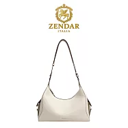 【ZENDAR】台灣總代理 限量1折 頂級小牛皮肩背包 卓麗系列 全新專櫃展示品 奶昔白