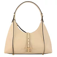 TODS T Timeless Hobo 金屬LOGO小牛皮小號肩背包.淺褐色