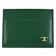 TODS 復古金屬T LOGO小牛皮5卡隨身卡夾/名片夾.森林綠