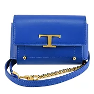TODS T Timeless 金屬LOGO小牛皮頸掛包/鏈條手拿包.寶藍