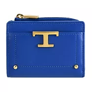 TODS T Timeless 金屬LOGO小牛皮釦式零錢短夾.寶藍
