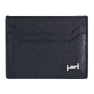 TODS DOUBLE T 金屬LOGO牛皮5卡隨身卡夾/名片夾.深藍