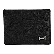 TODS DOUBLE T 金屬LOGO牛皮5卡隨身卡夾/名片夾.黑
