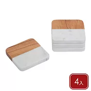 《Premier》英國 Monzaro方形大理石杯墊4入(相思木) | 水杯墊 茶杯墊